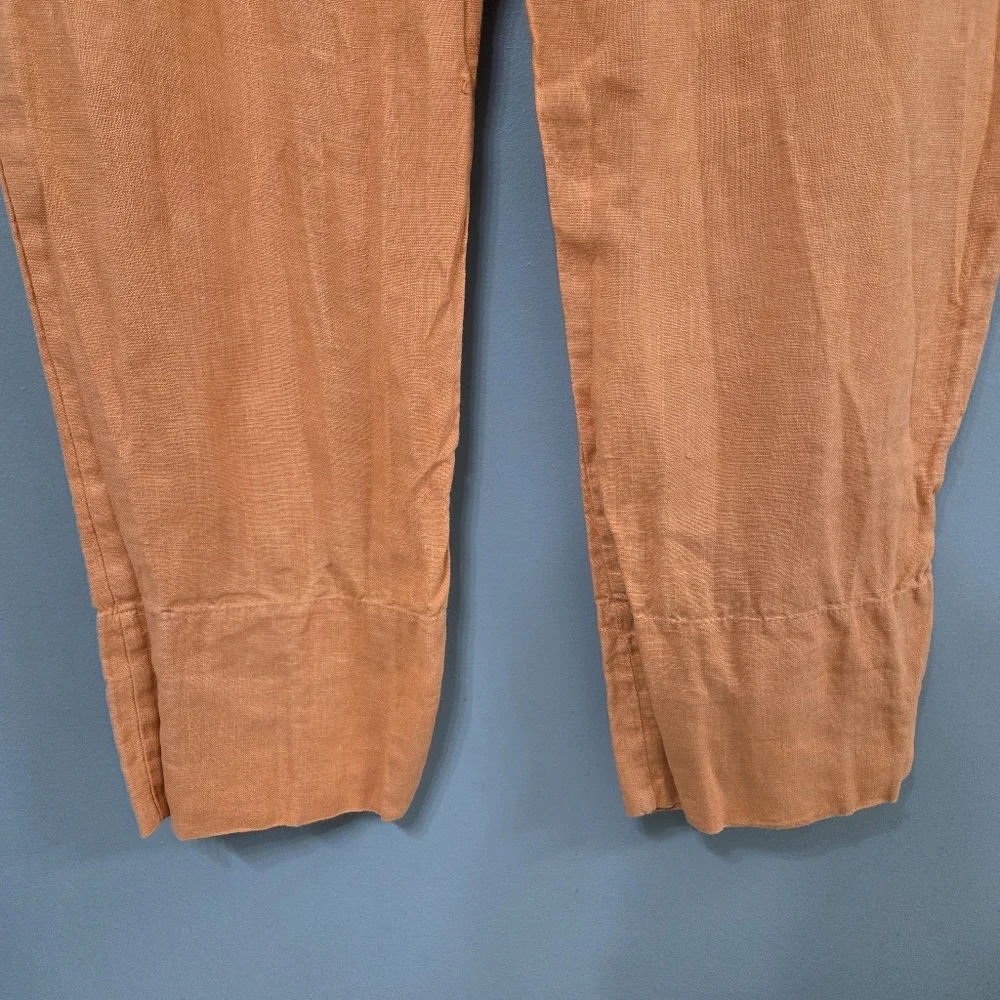Flax 100% Linen Womens Pants Sunkist Orange Size Large Flowy‎ Coastal Beach